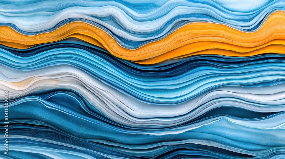 Abstract Waves of Blue and Yellow in Fluid Art Design Abstract Waves of Blue and Yellow in Fluid Art Design