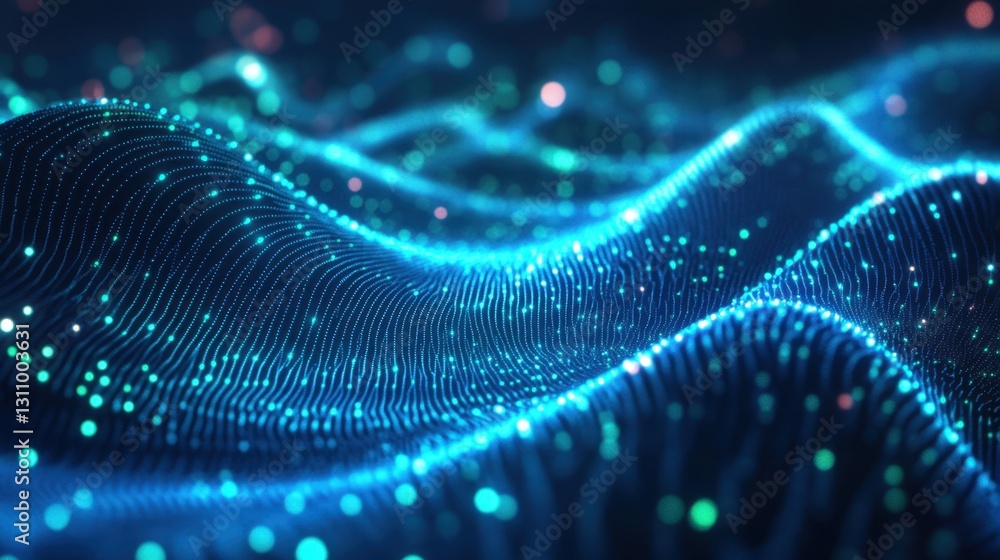 A Stunning Abstract Representation of Waves and Particles in a Futuristic Digital Space A Stunning Abstract Representation of Waves and Particles in a Futuristic Digital Space