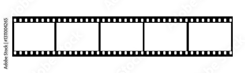 Red Film Strip Frame Showing Five Empty Slots isolated transparent png background