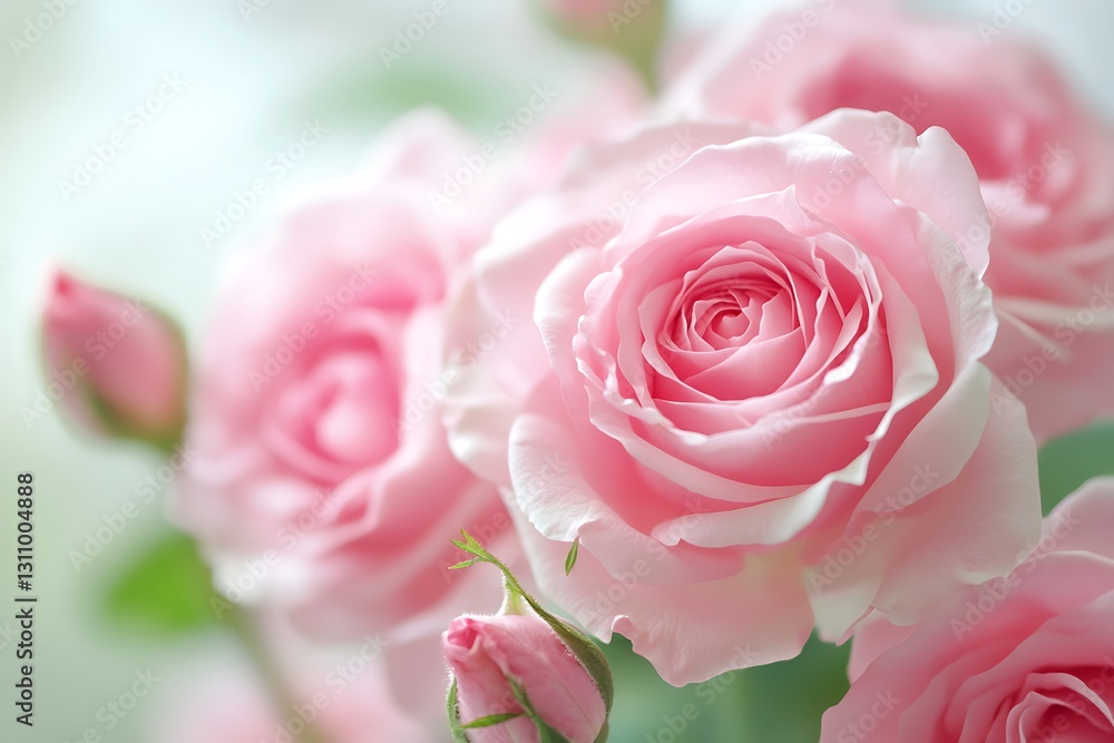 Pink roses blooming in a garden during spring Pink roses blooming in a garden during spring