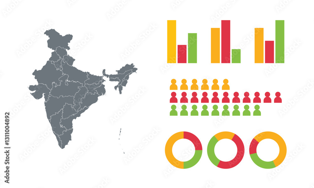 Obraz premium Detailed Map Infographic of India