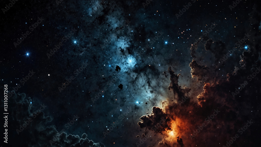 Fototapeta premium 宇宙空間に浮かぶ星雲と星