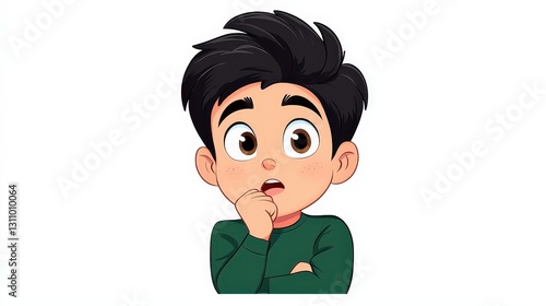 Thoughtful boy with surprised expression.