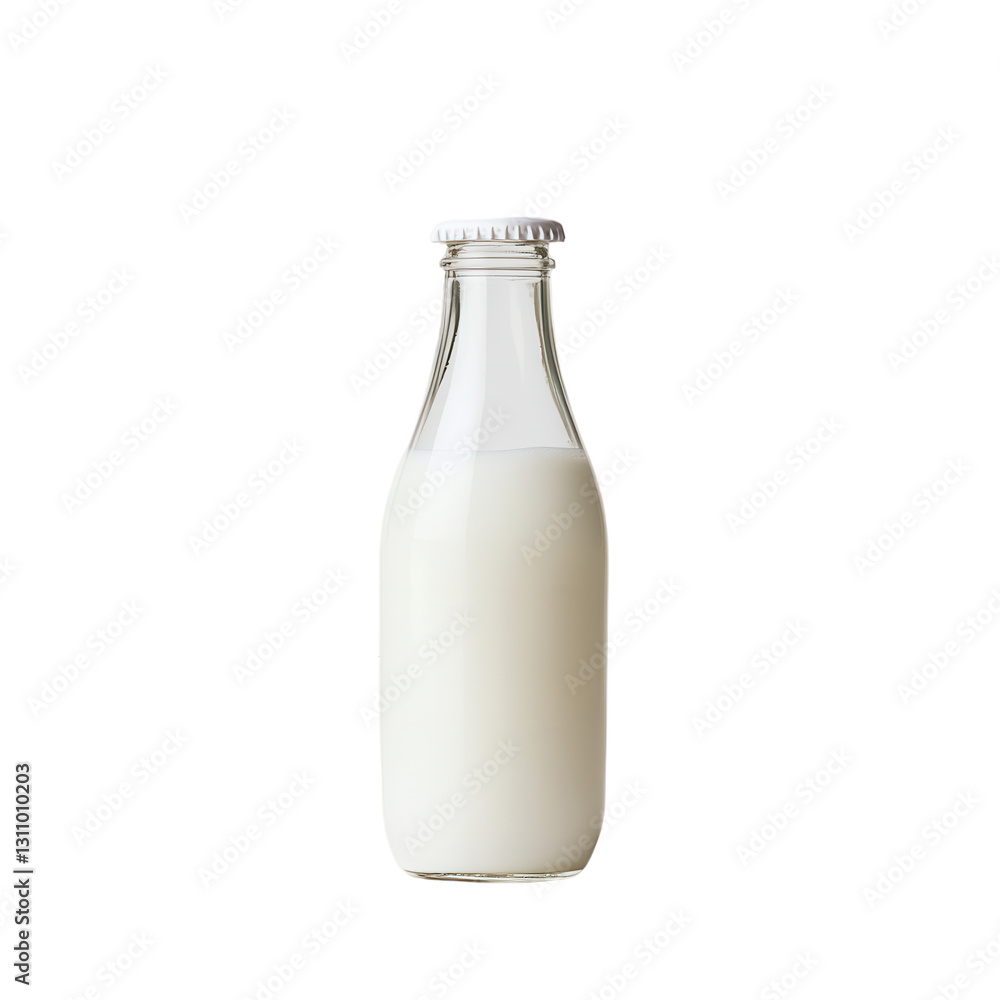 Milk bottle isolated on white background showcasing fresh dairy product for healthy lifestyle, nutrition, and cooking in minimalist design and branding. Milk bottle isolated on white background showcasing fresh dairy product for healthy lifestyle, nutrition, and cooking in minimalist design and branding.