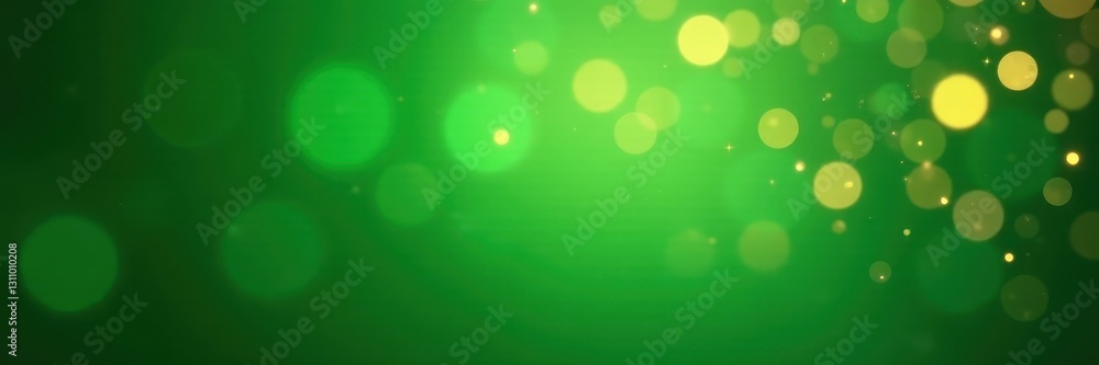 Obraz premium Abstract green backdrop, shimmering gold bokeh, festive sparkle , wallpaper, illustration