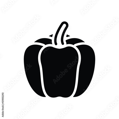Black solid icon for bell pepper