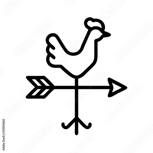 Weather vane icon, minimalist design, black and white, for gardening concept