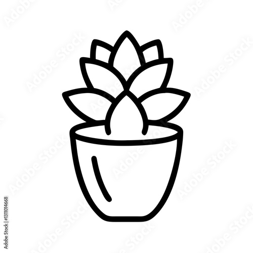 Succulent plant icon, minimalist design, black and white, for gardening concept