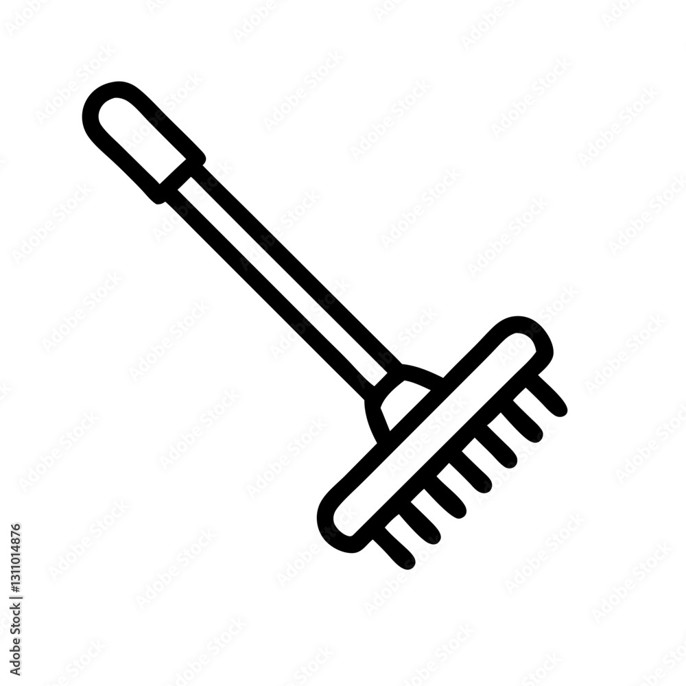 Garden rake icon, minimalist design, black and white, for gardening concept
Garden rake icon, minimalist design, black and white, for gardening concept
