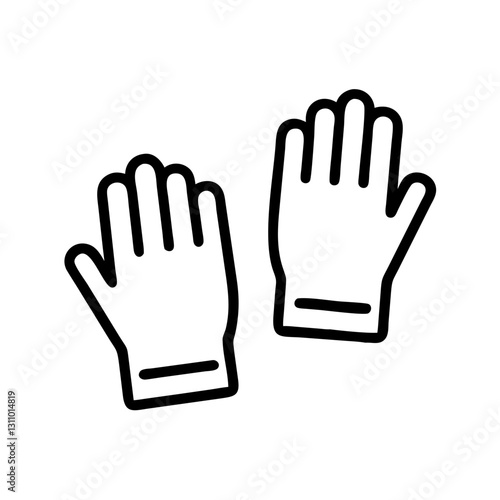Gardening gloves icon, minimalist design, black and white, for gardening concept
