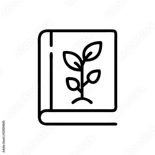 Gardening book icon, minimalist design, black and white, for gardening concept
