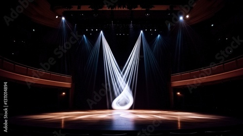 Dramatic Stage Lighting  Empty Theater  Spotlight Beams  Show  Performance  Concert  Audit