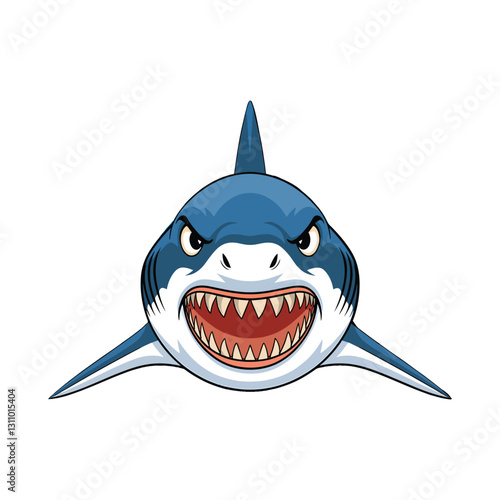 Angry shark vector art illustration