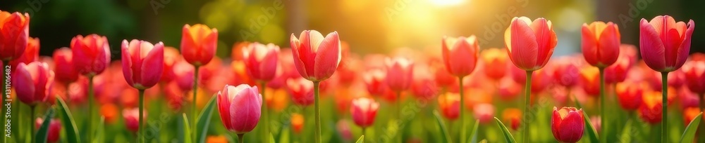 Thousands of tulips in a radiant garden, bright sunlight, bloom, colorful Thousands of tulips in a radiant garden, bright sunlight, bloom, colorful