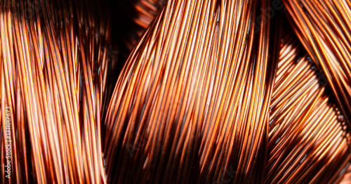 Macro shot a winding of an electric motor. Copper motor windings close up