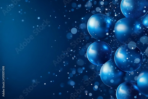 Dark blue balloons, bokeh background.