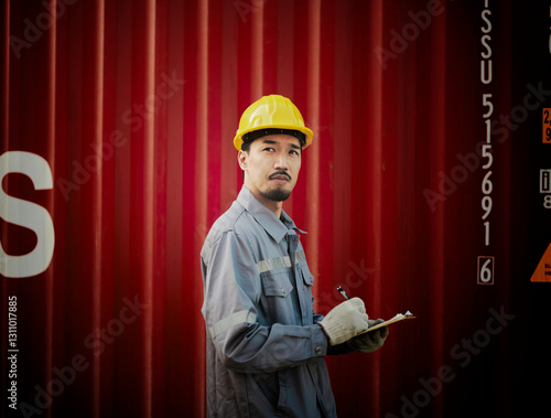 Obraz na płótnie Engineer OR Worker is writing and check on checklist document w salonie