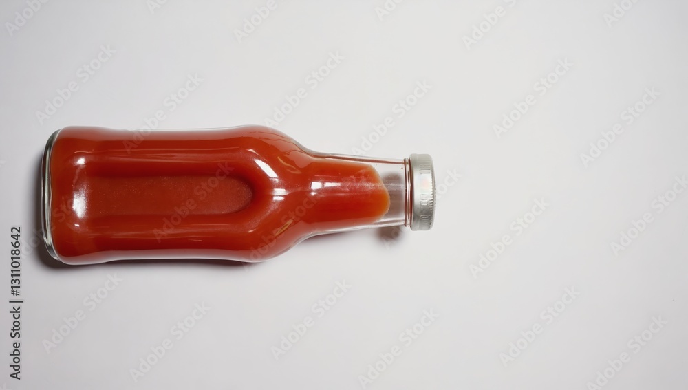 Glass Tomato Ketchup Bottle on White Surface Glass Tomato Ketchup Bottle on White Surface