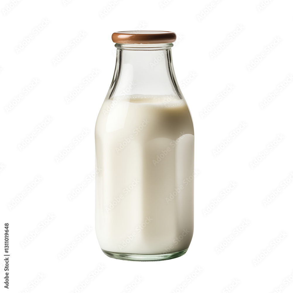 A glass bottle of milk, isolated on transparent background A glass bottle of milk, isolated on transparent background