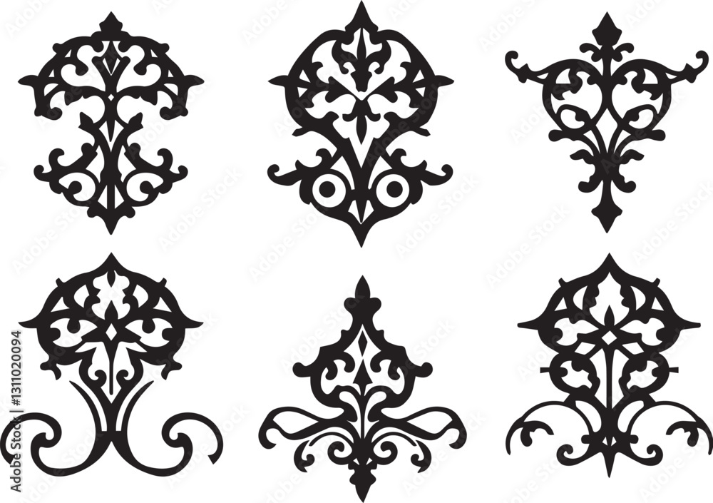 Set of decorative elements for flat design, ornaments, patterns. Hand drawn vector illustration Set of decorative elements for flat design, ornaments, patterns. Hand drawn vector illustration