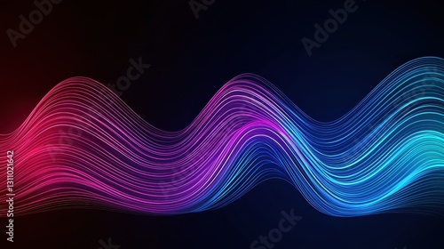 Colorful Abstract Wavy Lines in Bright Pink and Blue on Dark Background