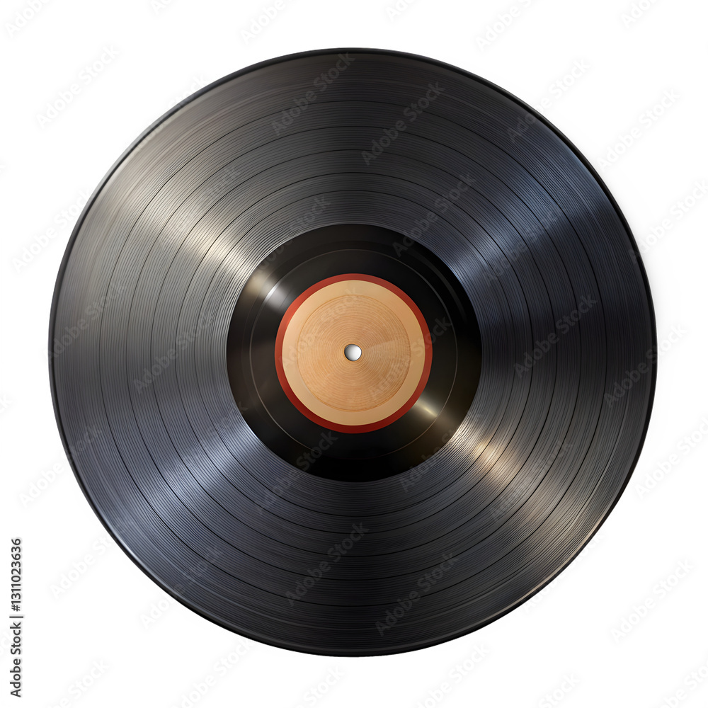 Obraz premium Classic Vinyl Record with Visible Scratches – Vintage Aesthetic & Retro Music Vibes.AI Generated.