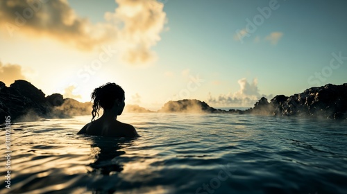 Women immerse themselves in the hot springs of Iceland's famous Blue Lagoon, ...