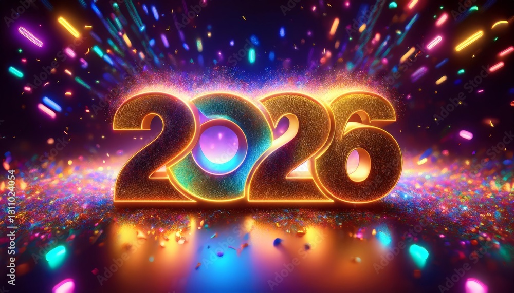 Golden 2026 Numbers on Warm Gradient Background, Modern Luxury Design Golden 2026 Numbers on Warm Gradient Background, Modern Luxury Design