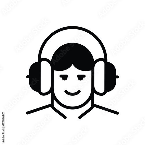 Black solid icon for listening