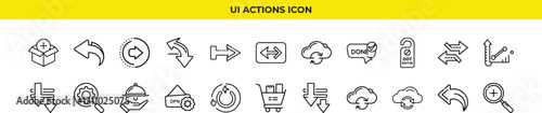 A collection of diverse arrow icons depicting various actions like navigation, updates, synchronization, shopping cart, data transfer, and more.