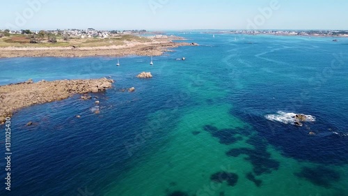 Vue aérienne de l'Ile de Batz, Roscoff, Bretagne, France