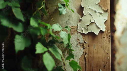 Weathered Wall with Peeling Paint