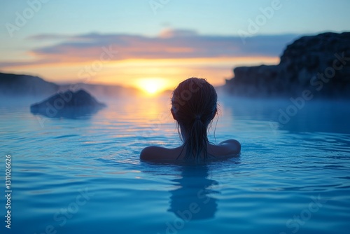 Women immerse themselves in the hot springs of Iceland's famous Blue Lagoon, ...