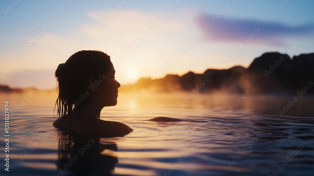 Women immerse themselves in the hot springs of Iceland's famous Blue Lagoon, enjoying a relaxing and healing experience Women immerse themselves in the hot springs of Iceland's famous Blue Lagoon, enjoying a relaxing and healing experience