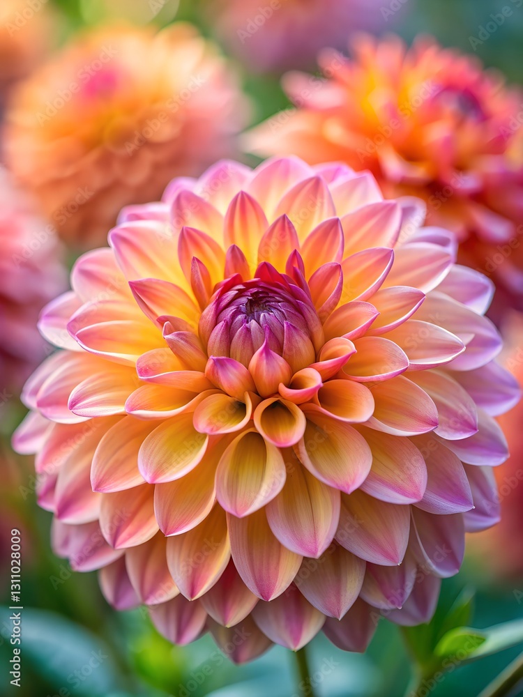 A high-resolution, close-up photo of a vibrant, multi-layered dahlia flower with a blurred, dynamic effect. A high-resolution, close-up photo of a vibrant, multi-layered dahlia flower with a blurred, dynamic effect.