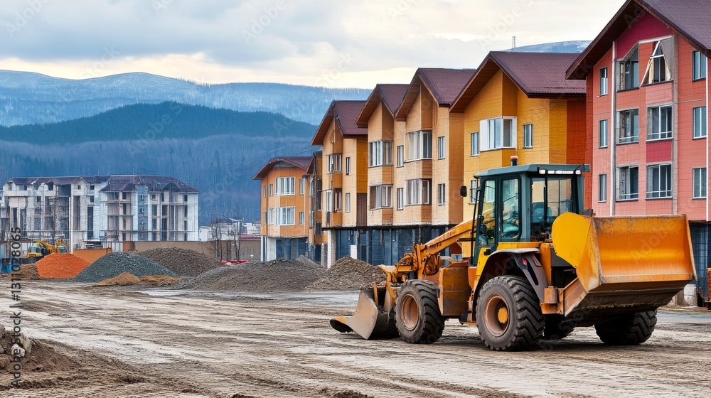 Obraz premium 1.Loader working at outdoor gravel and sand warehouse
