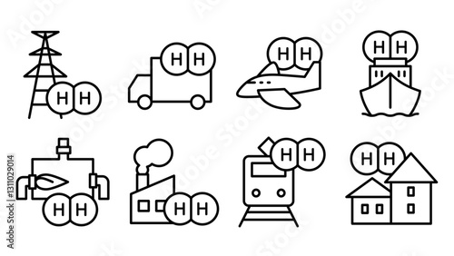 A collection of icons of the main demand sources of hydrogen. 