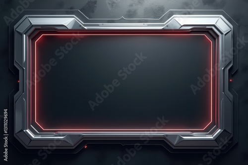 A sleek frame illuminated by red light accents