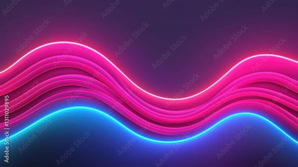 Abstract Neon Waves in Pink and Blue Colors on Dark Background Abstract Neon Waves in Pink and Blue Colors on Dark Background
