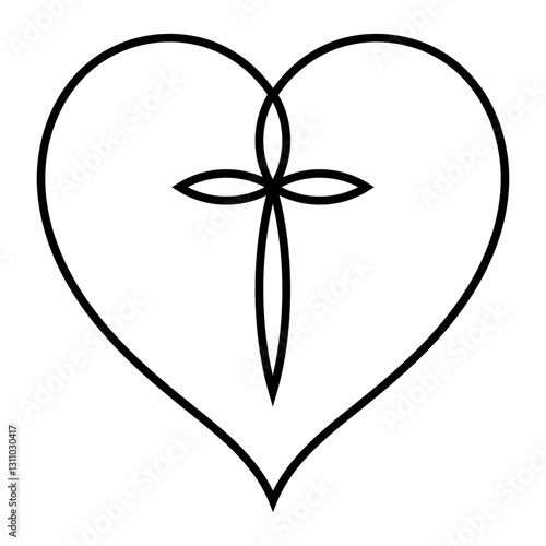 Sacred Heart with Cross Sym...