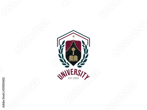 University Education Logo Vector Template. Education Badge Logo Stock Illustration Design With Book and Candle