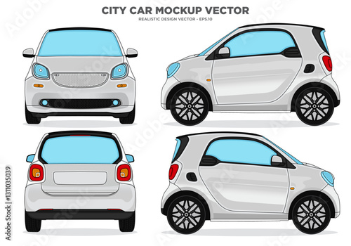Smart Car Vector - Electric Car mockup for car branding on White background