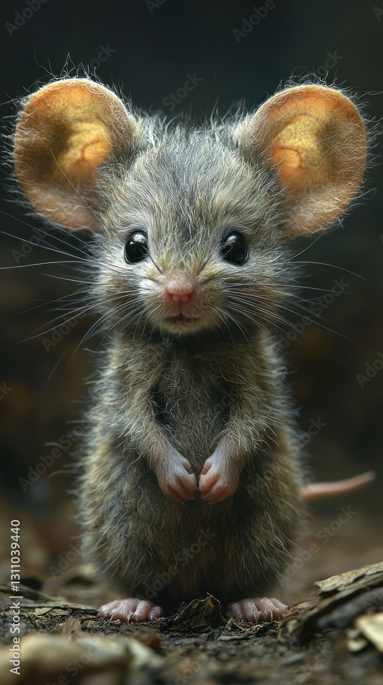 Cute Small Rodent with Large Ears and Bright Eyes in Nature Setting Cute Small Rodent with Large Ears and Bright Eyes in Nature Setting