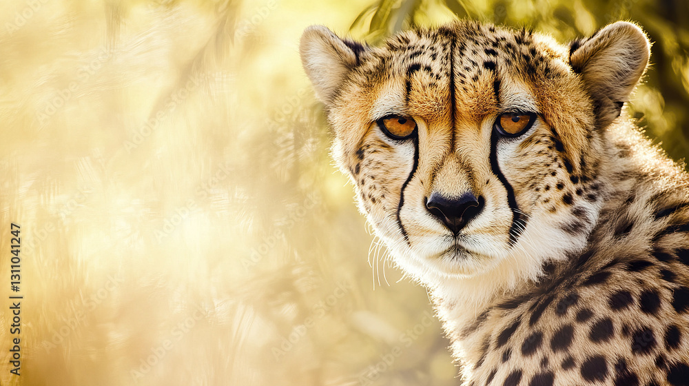 Obraz premium Close up of regal cheetah face with intense gaze