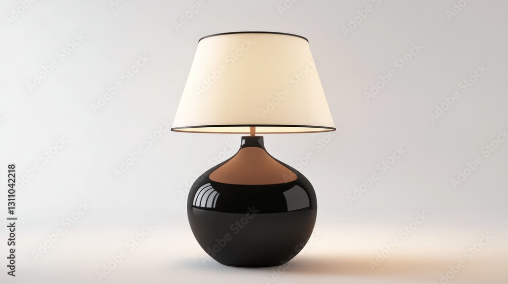 Black table lamp, modern design, white background, interior decor Black table lamp, modern design, white background, interior decor