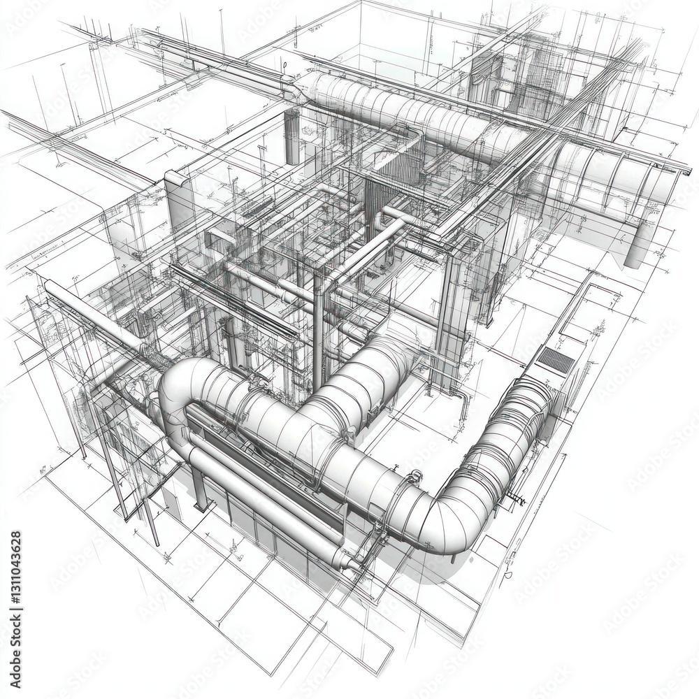 Fototapeta premium A blueprint detailing the electrical wiring of a multi-story building