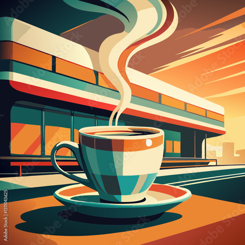 Retro coffee cup symbols