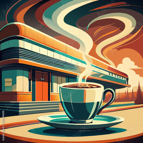 Retro coffee cup symbols