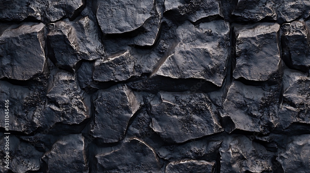 A textured surface of dark, rugged stones arranged in a cohesive pattern. A textured surface of dark, rugged stones arranged in a cohesive pattern.