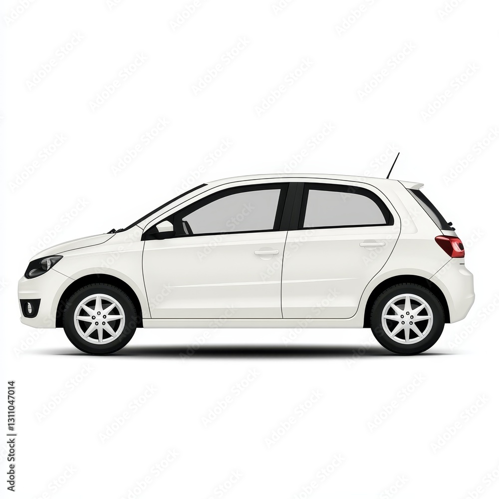 Vibrant Compact Hatchback Car with Soft Details and Energetic Vibe on White Background Vibrant Compact Hatchback Car with Soft Details and Energetic Vibe on White Background
